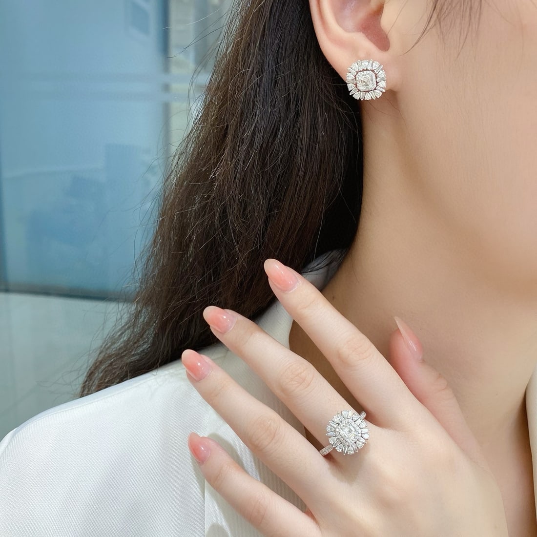 Gia Certified 14k Gold 4.06 Ctw Natural E-f Vs2-vvs2 Asscher Diamond Jewelry Set - 6