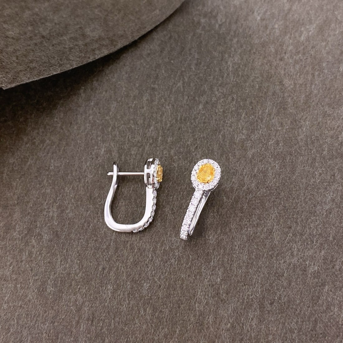 14k Gold 0.42 Ctw Natural Yellow Diamond & Diamond Earrings - 4