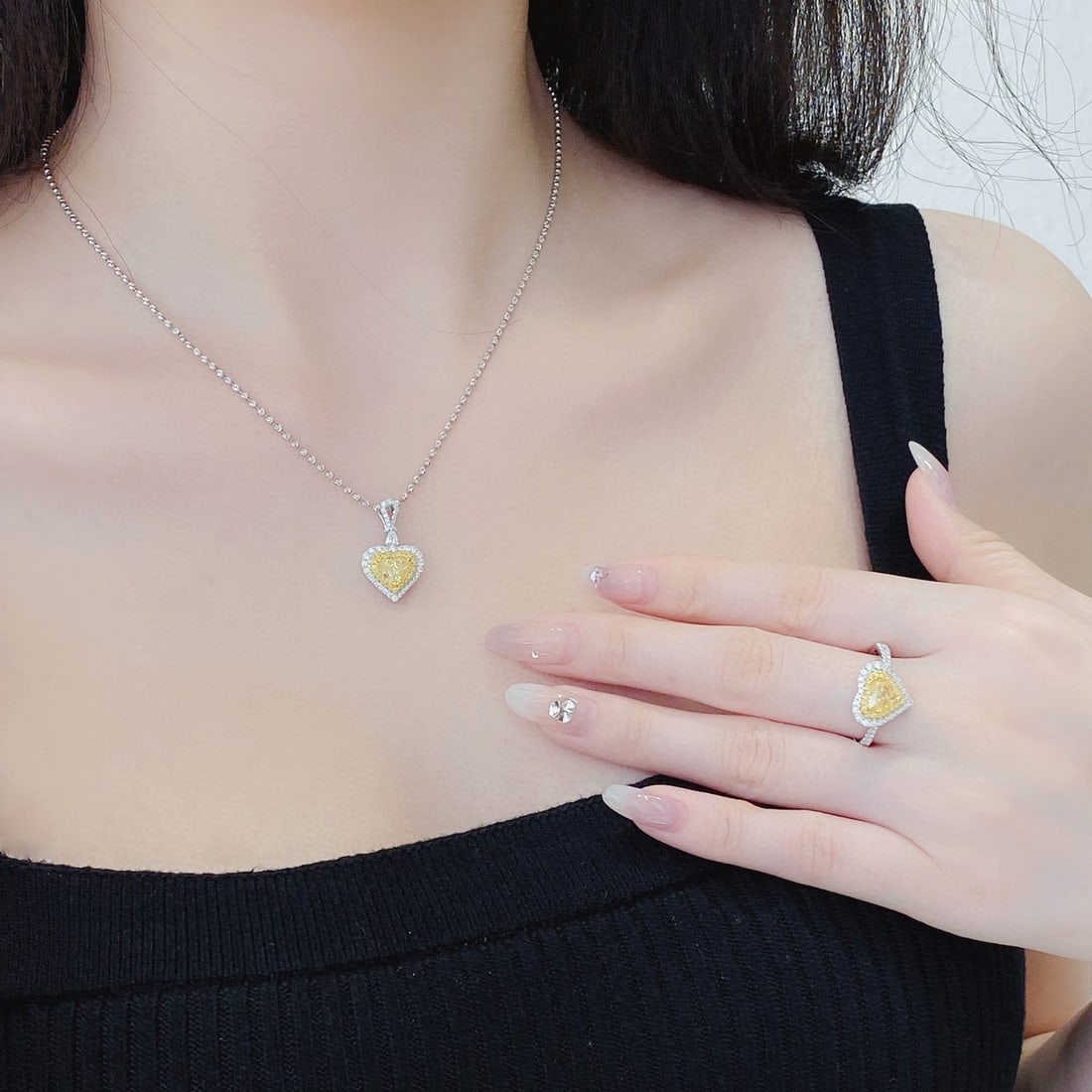 14k Gold 3.17 Ctw Natural Yellow Diamond & Diamond Jewelry Set - 4