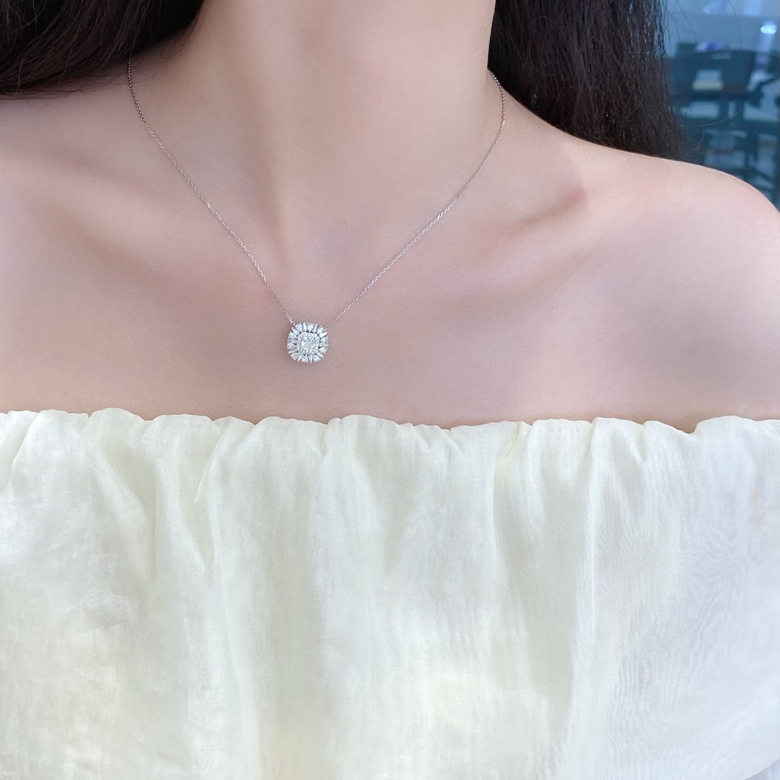 Gia Certified 14k Gold 1.19 Ctw Natural F Vvs2 Cushion Diamond Necklace - 2