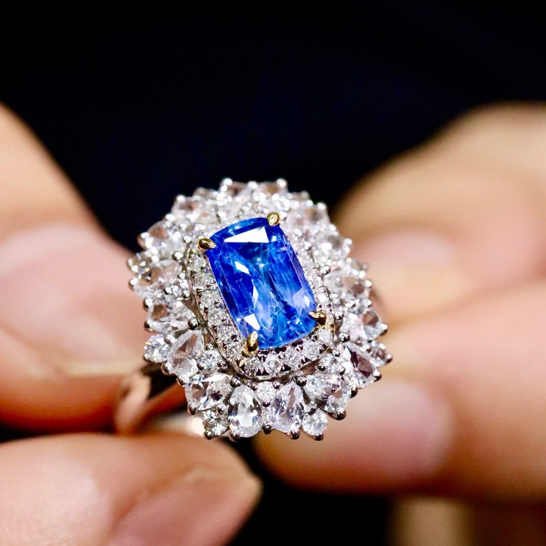 14k Gold 1.44 Ctw Natural Sapphire & Diamond Ring - 4