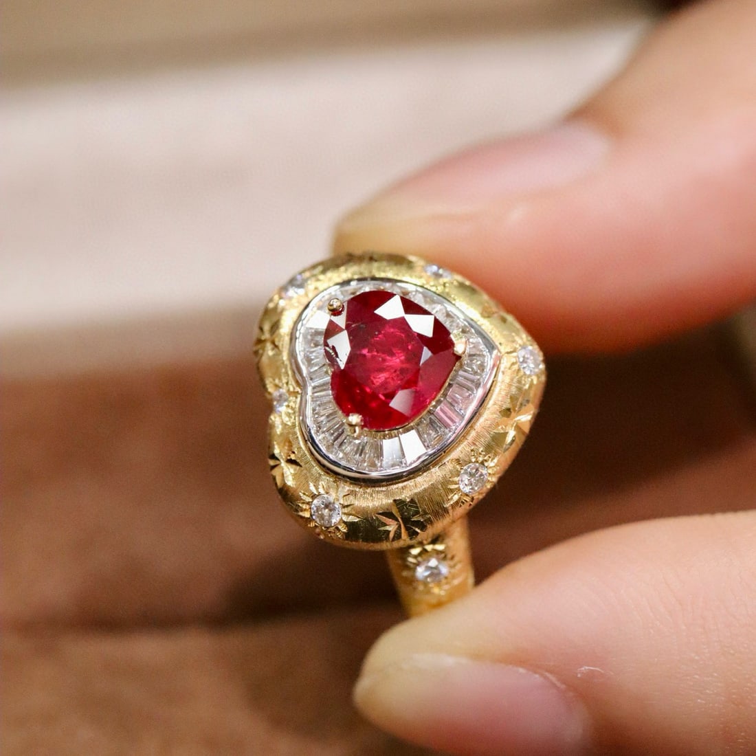14k Gold 1.41 Ctw Natural Ruby & Diamond Ring - 6