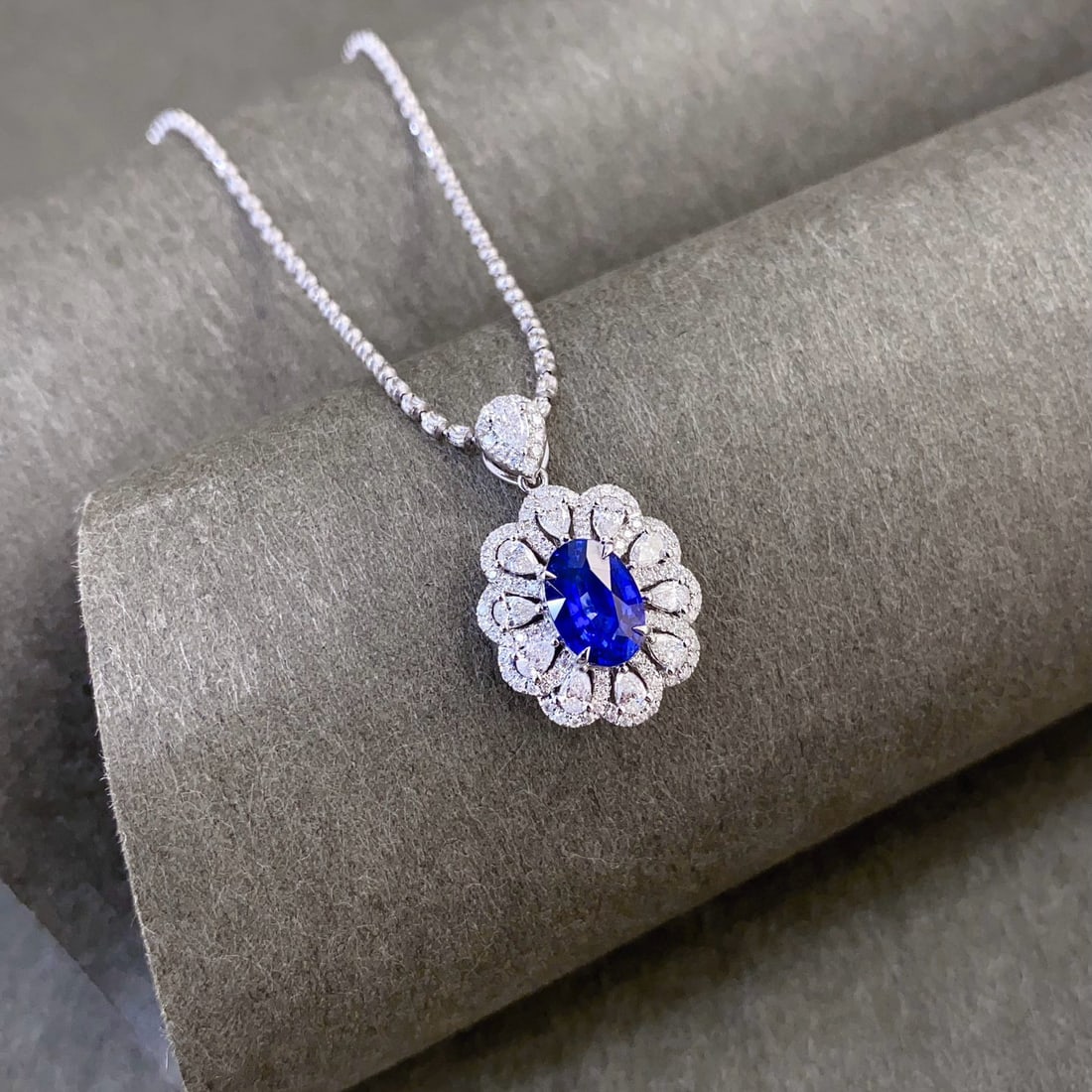 14k Gold 4.02 Ctw Natural Sapphire & Diamond Jewelry Set - 6