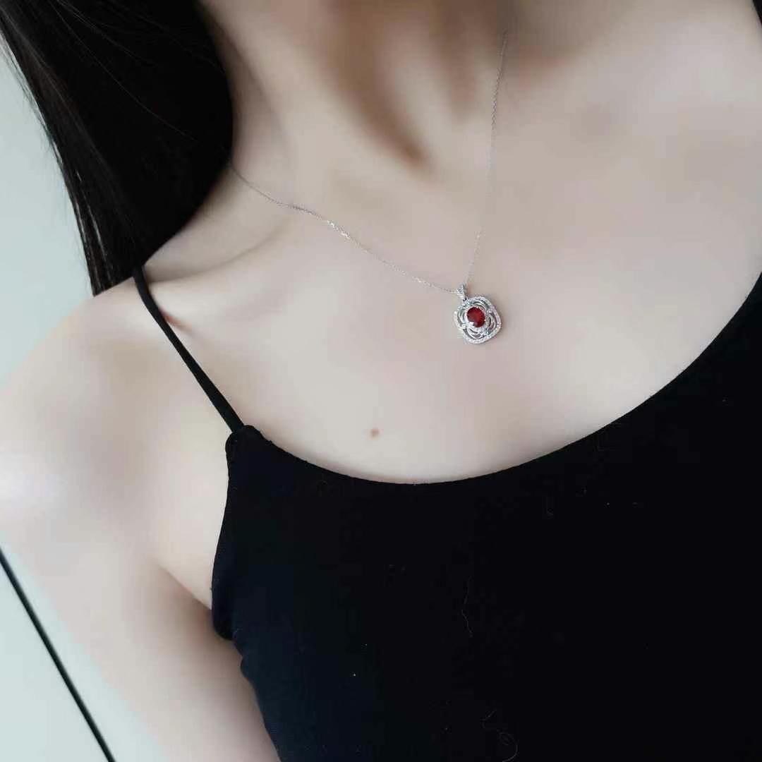 14k Gold 1.29 Ctw Vivid Red Natural Ruby & Diamond Pendant( Without Chain ) - 6