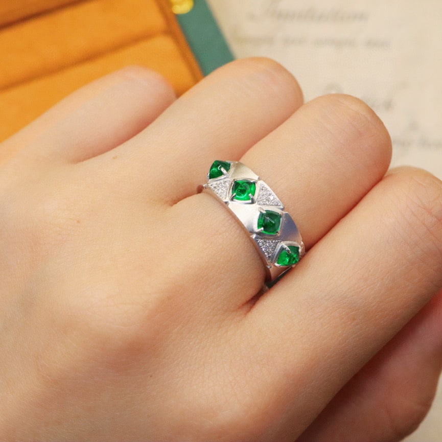 14k Gold 1.18 Ctw Vivid Green Natural Emerald & Diamond Ring - 6