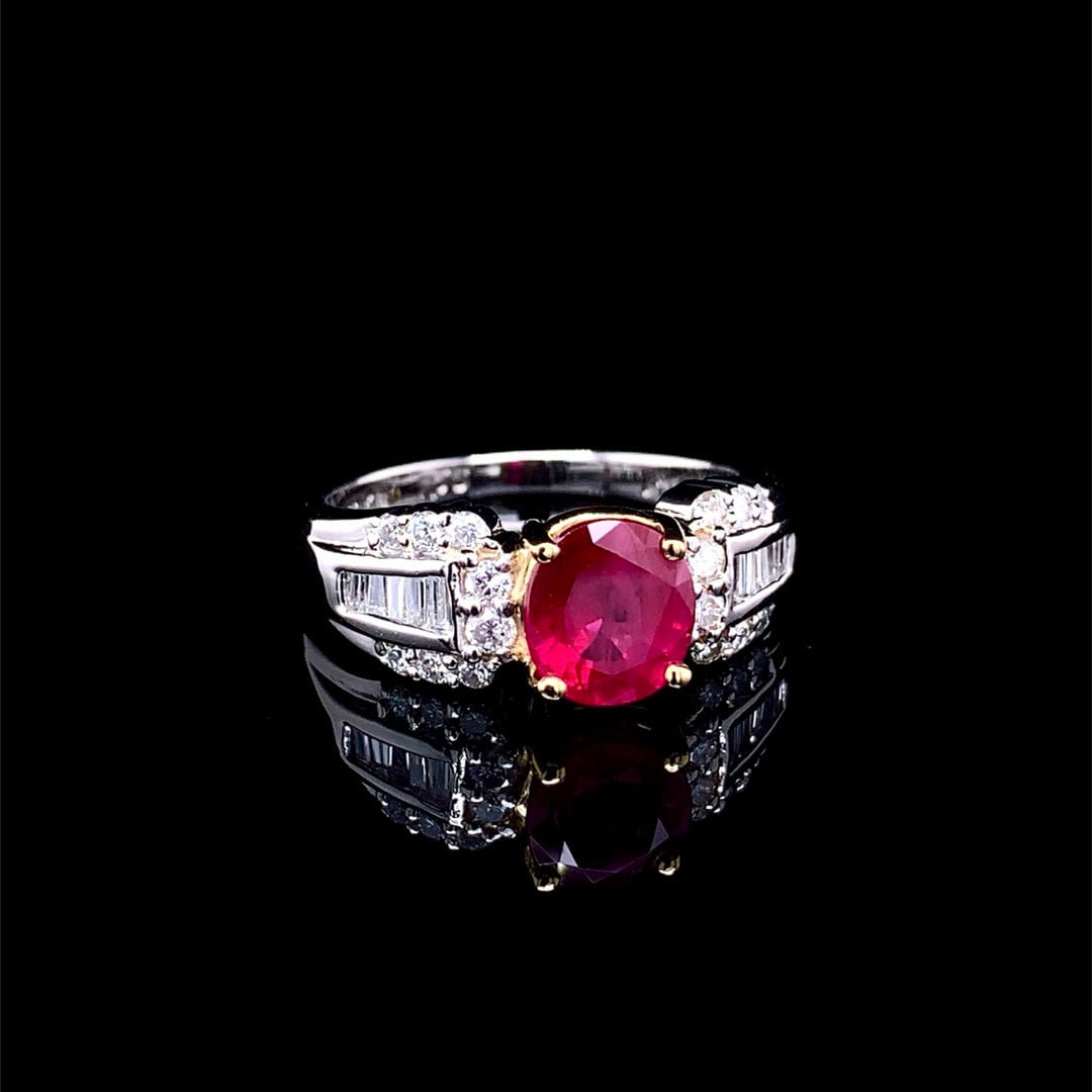 14k Gold 1.97 Ctw Natural Ruby & Diamond Ring - 4