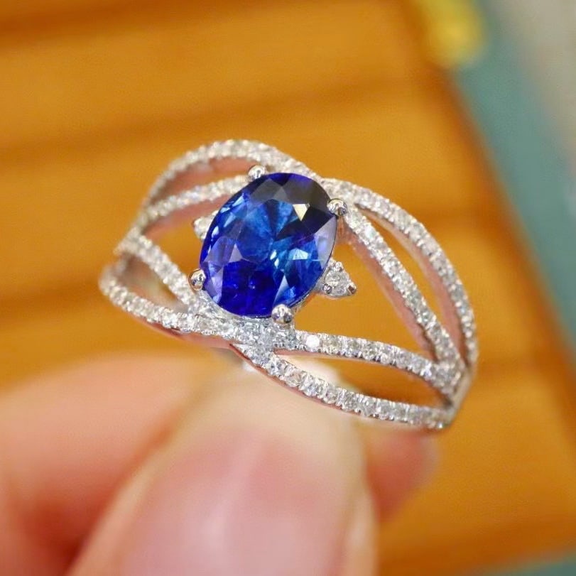 14k Gold 1.52 Ctw Natural Sapphire & Diamond Ring - 2