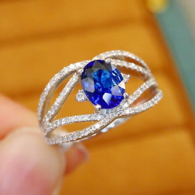 14k Gold 1.52 Ctw Natural Sapphire & Diamond Ring - 3