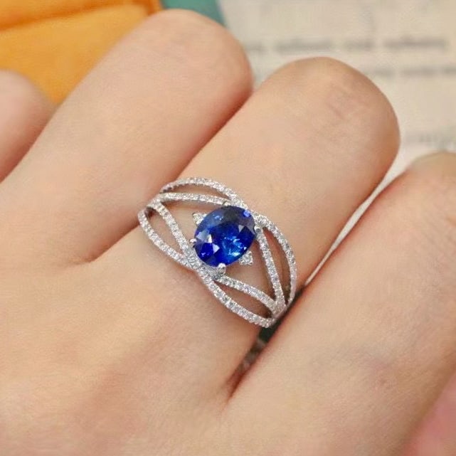 14k Gold 1.52 Ctw Natural Sapphire & Diamond Ring - 5