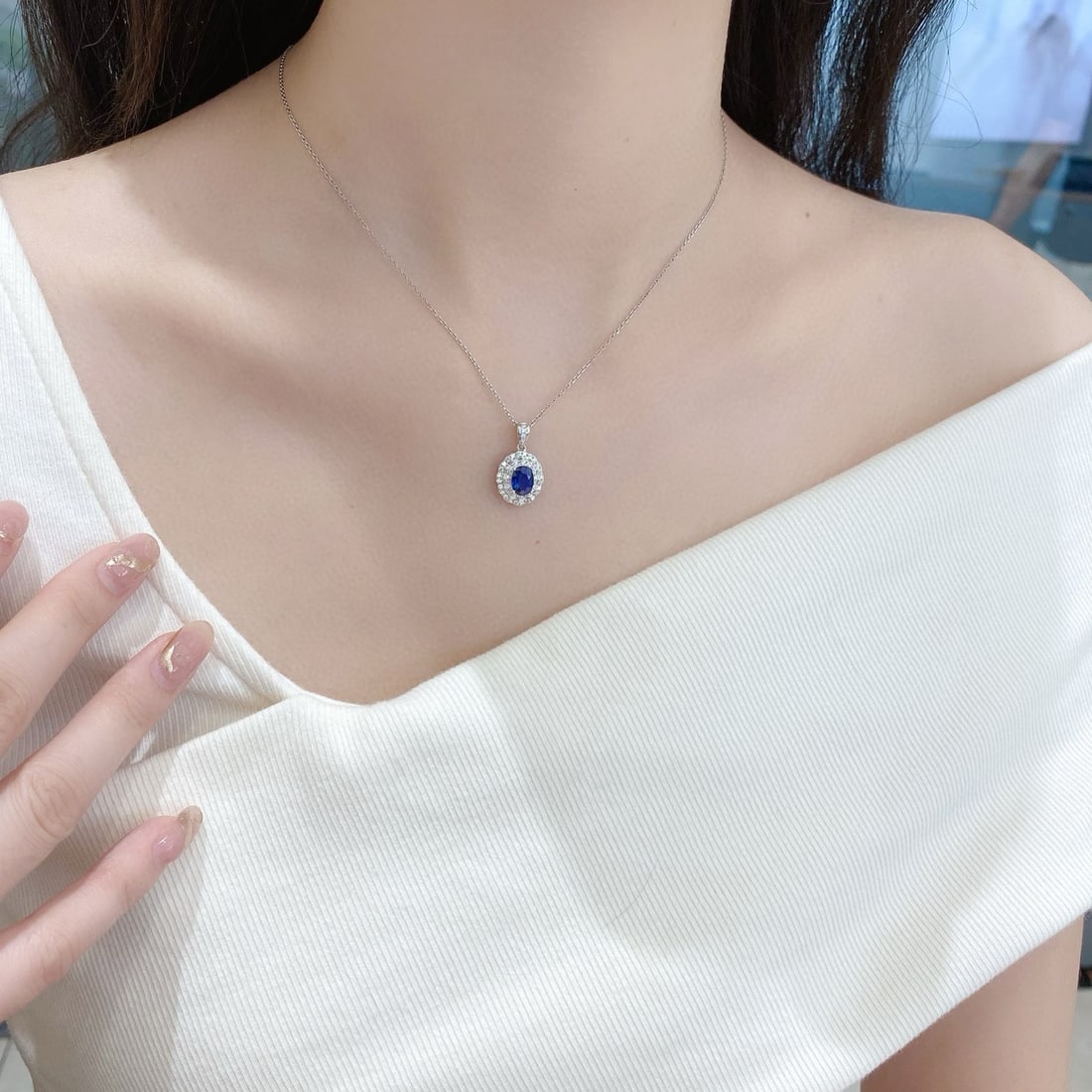 14k Gold 1.23 Ctw Natural Sapphire & Diamond Pendant( Without Chain ) - 2