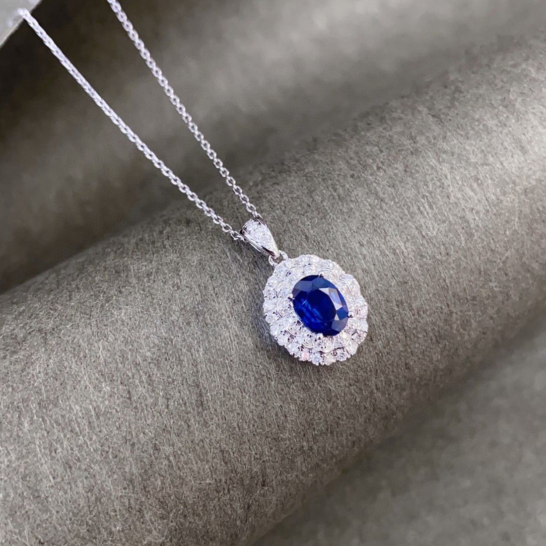 14k Gold 1.23 Ctw Natural Sapphire & Diamond Pendant( Without Chain ) - 3