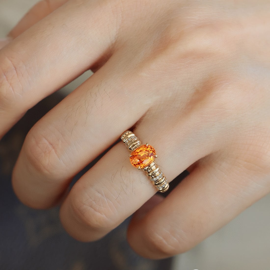 14k Gold 2.03 Ctw Natural Spessartine & Diamond Ring - 3