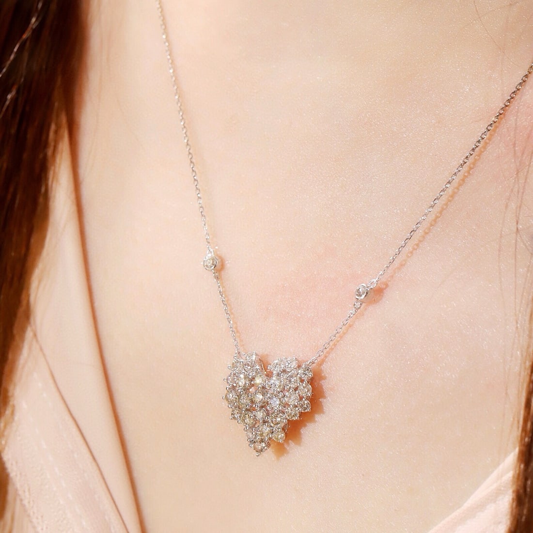 14k Gold 1.70 Ct Natural H Diamond Necklace - 4