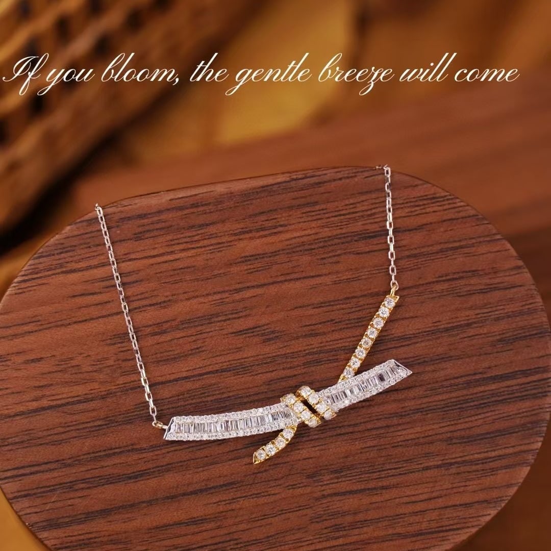 14k Gold 0.55 Ct Natural H Diamond Necklace: Ref:231000097 // gold content:14k gold // main gemstone:diamond // shape:multiply // carat weight:0. 55ct // clarity grade:vs-si // color:h // treatment:natural // Condition: New Low Estimate: