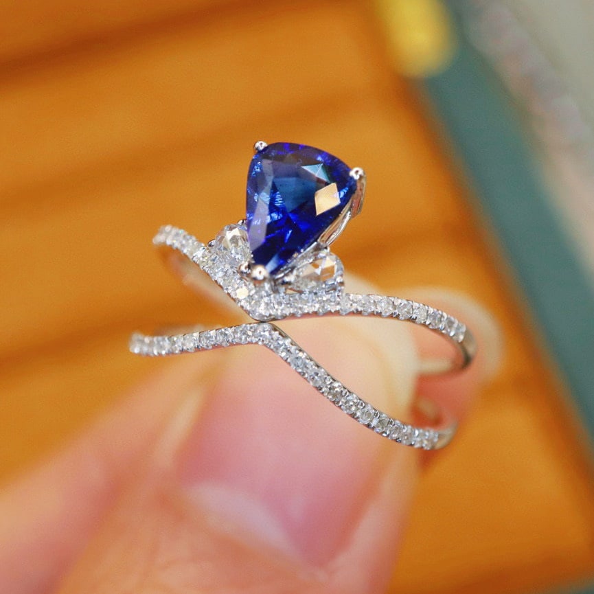 14k Gold 1.43 Ctw Natural Sapphire & Diamond Ring - 3