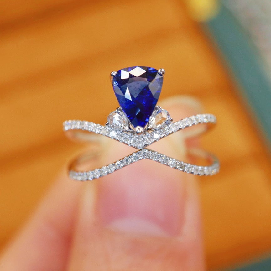 14k Gold 1.43 Ctw Natural Sapphire & Diamond Ring - 4