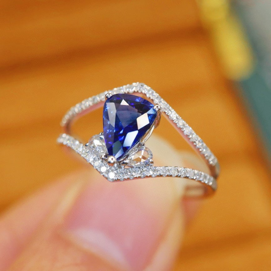 14k Gold 1.43 Ctw Natural Sapphire & Diamond Ring - 5
