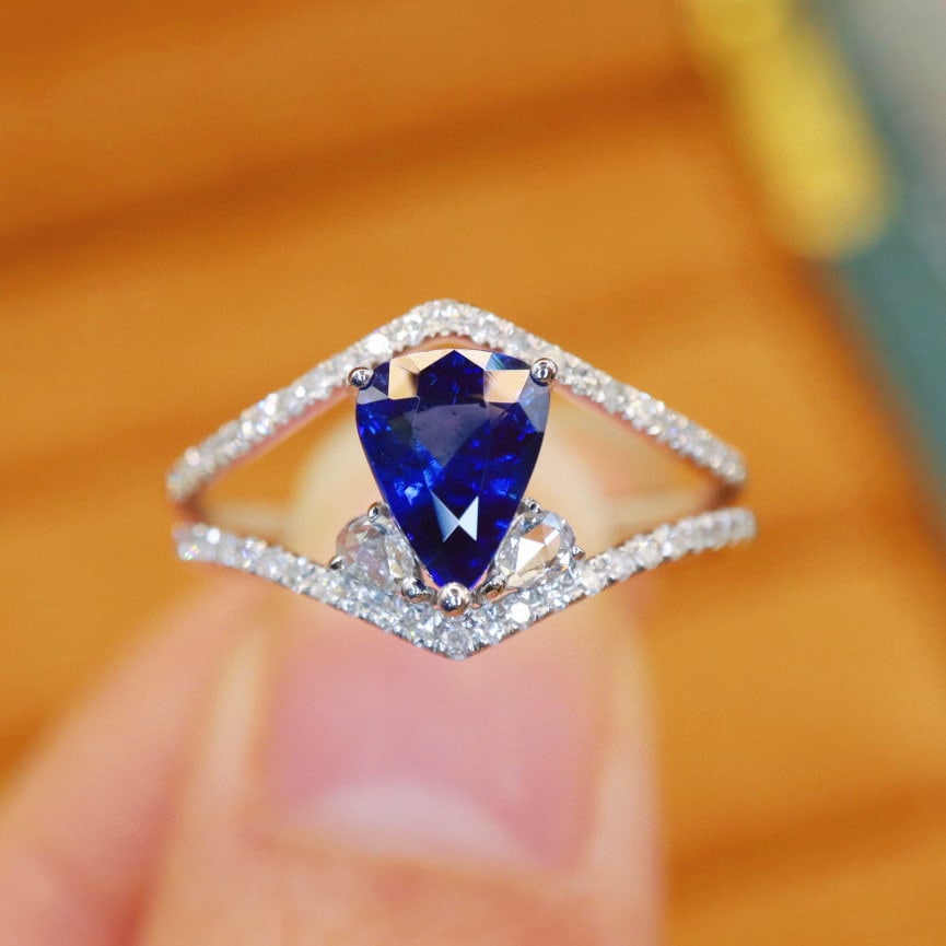 14k Gold 1.43 Ctw Natural Sapphire & Diamond Ring - 6