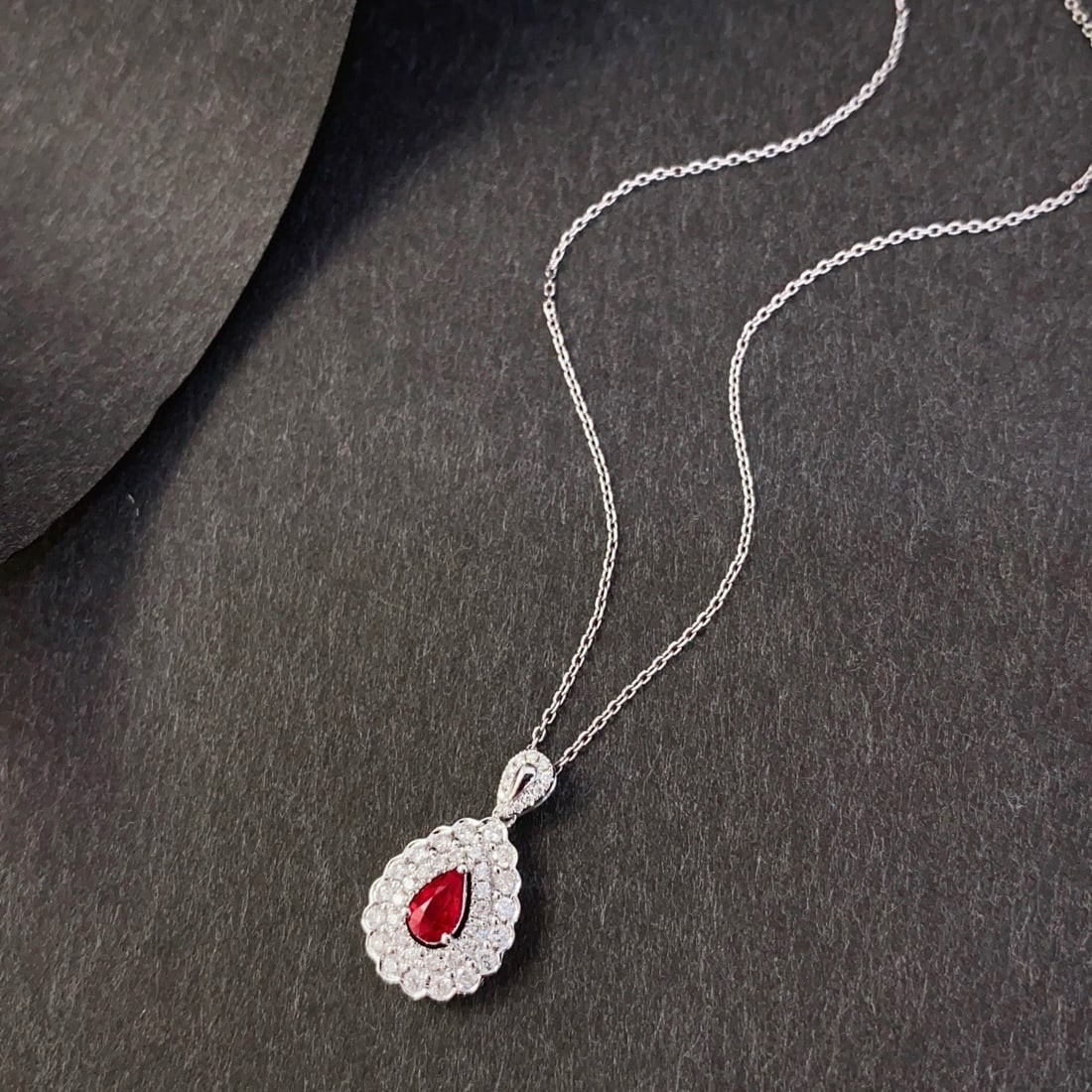 14k Gold 0.81 Ctw Natural Ruby & Diamond Pendant( Without Chain ) - 2