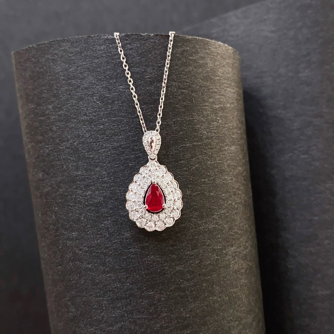 14k Gold 0.81 Ctw Natural Ruby & Diamond Pendant( Without Chain ) - 3