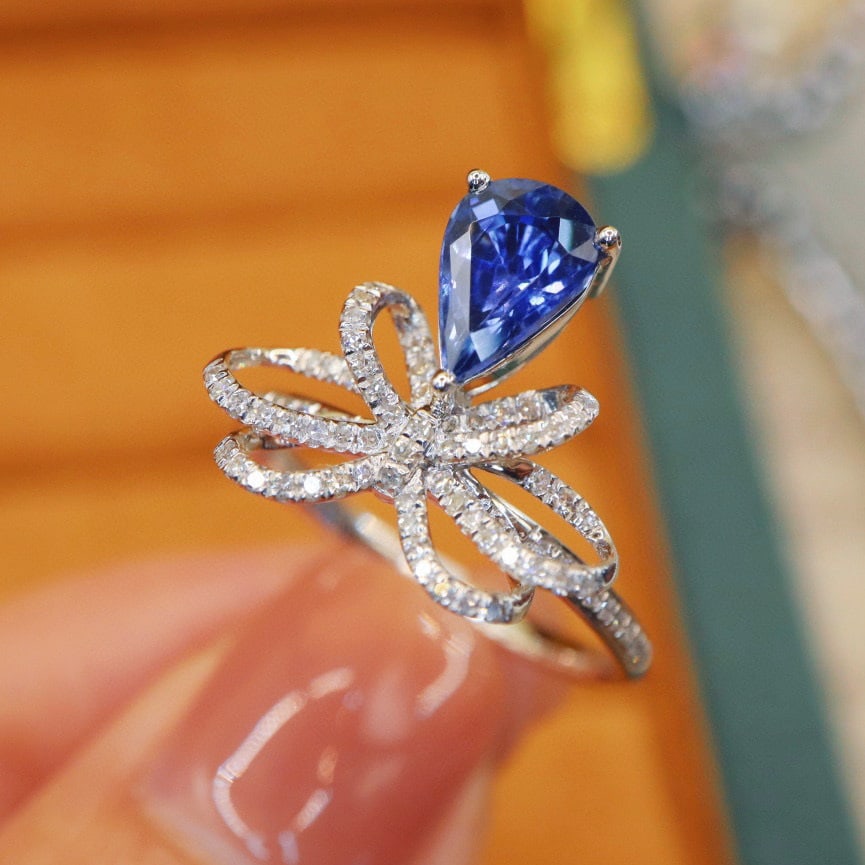 14k Gold 1.62 Ctw Natural Sapphire & Diamond Ring - 2