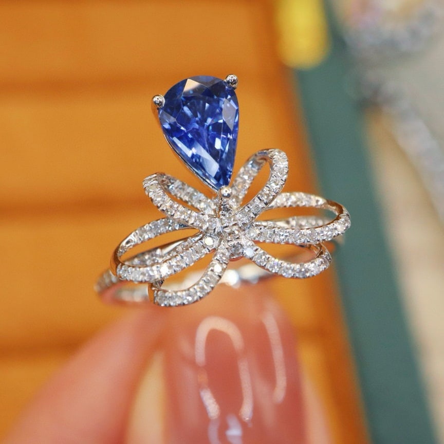 14k Gold 1.62 Ctw Natural Sapphire & Diamond Ring - 3