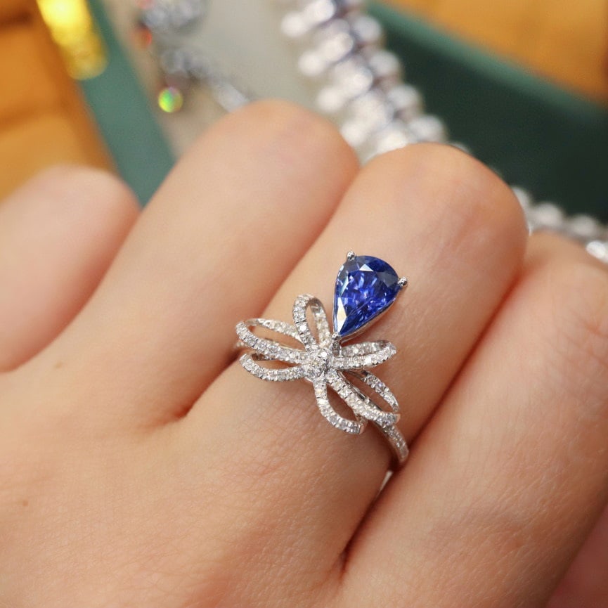 14k Gold 1.62 Ctw Natural Sapphire & Diamond Ring - 5