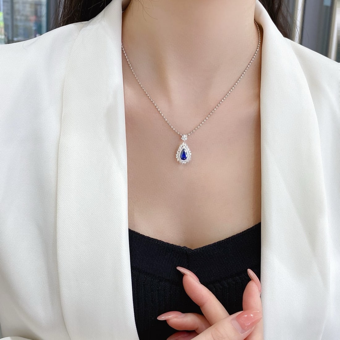 14k Gold 2.21 Ctw Natural Sapphire & Diamond Pendant( Without Chain ) - 2