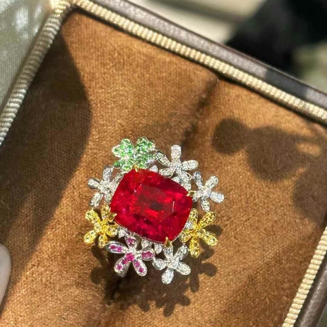 14k Gold 5.85 Ct Natural Tourmaline & Diamond Ring - 2