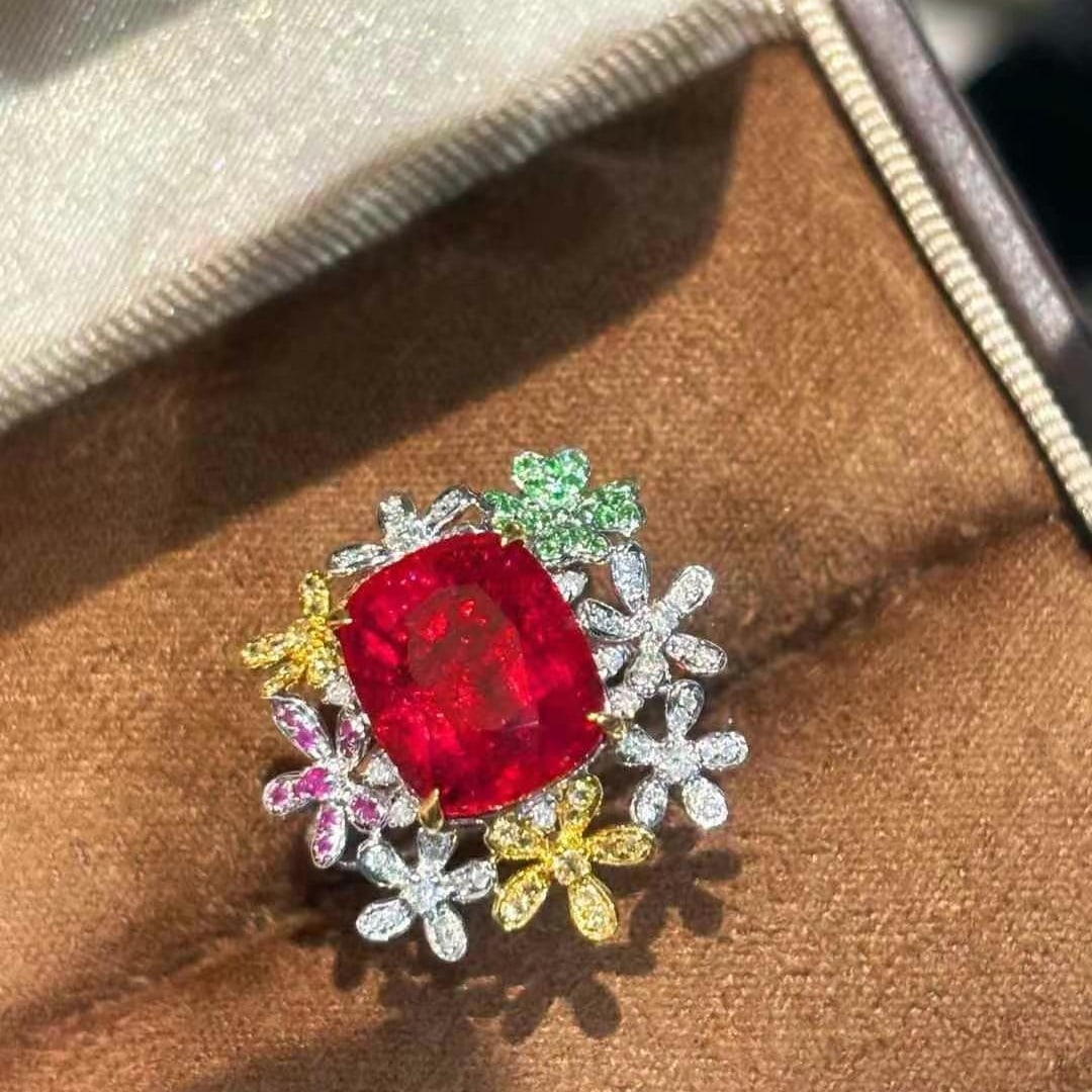 14k Gold 5.85 Ct Natural Tourmaline & Diamond Ring - 3