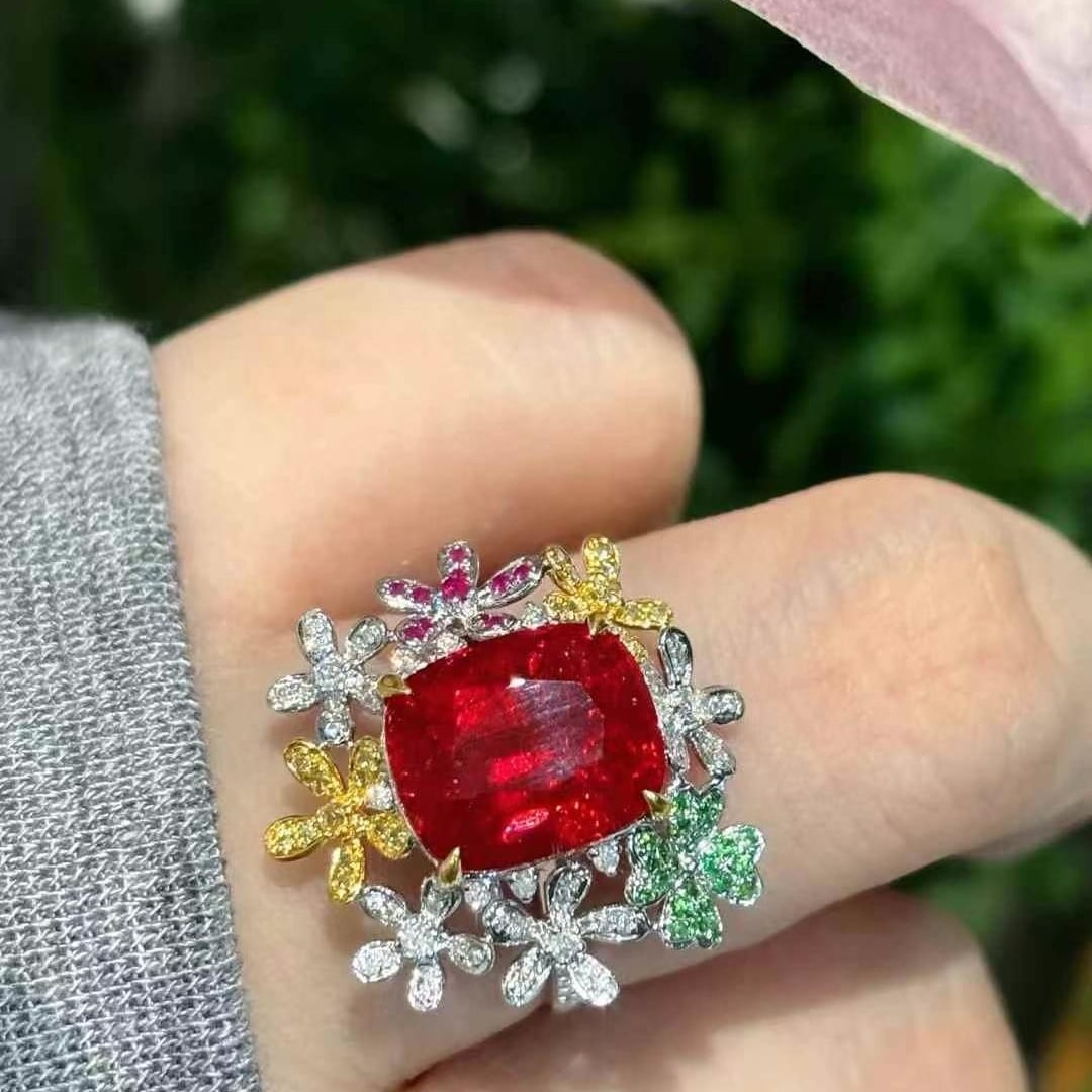14k Gold 5.85 Ct Natural Tourmaline & Diamond Ring - 5