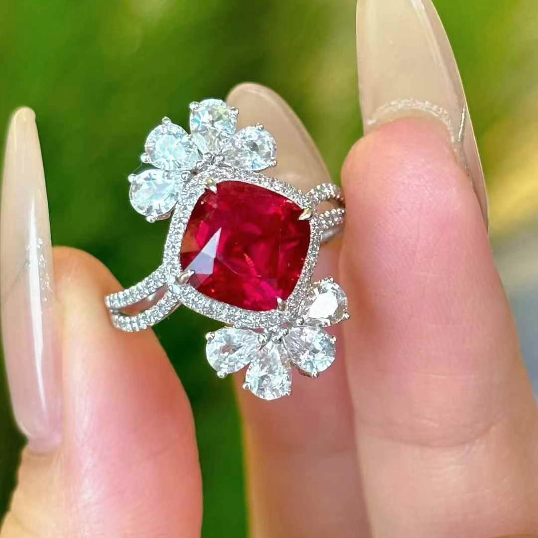 14k Gold 2.75 Ct Natural Tourmaline & Diamond & Sapphire Ring - 2