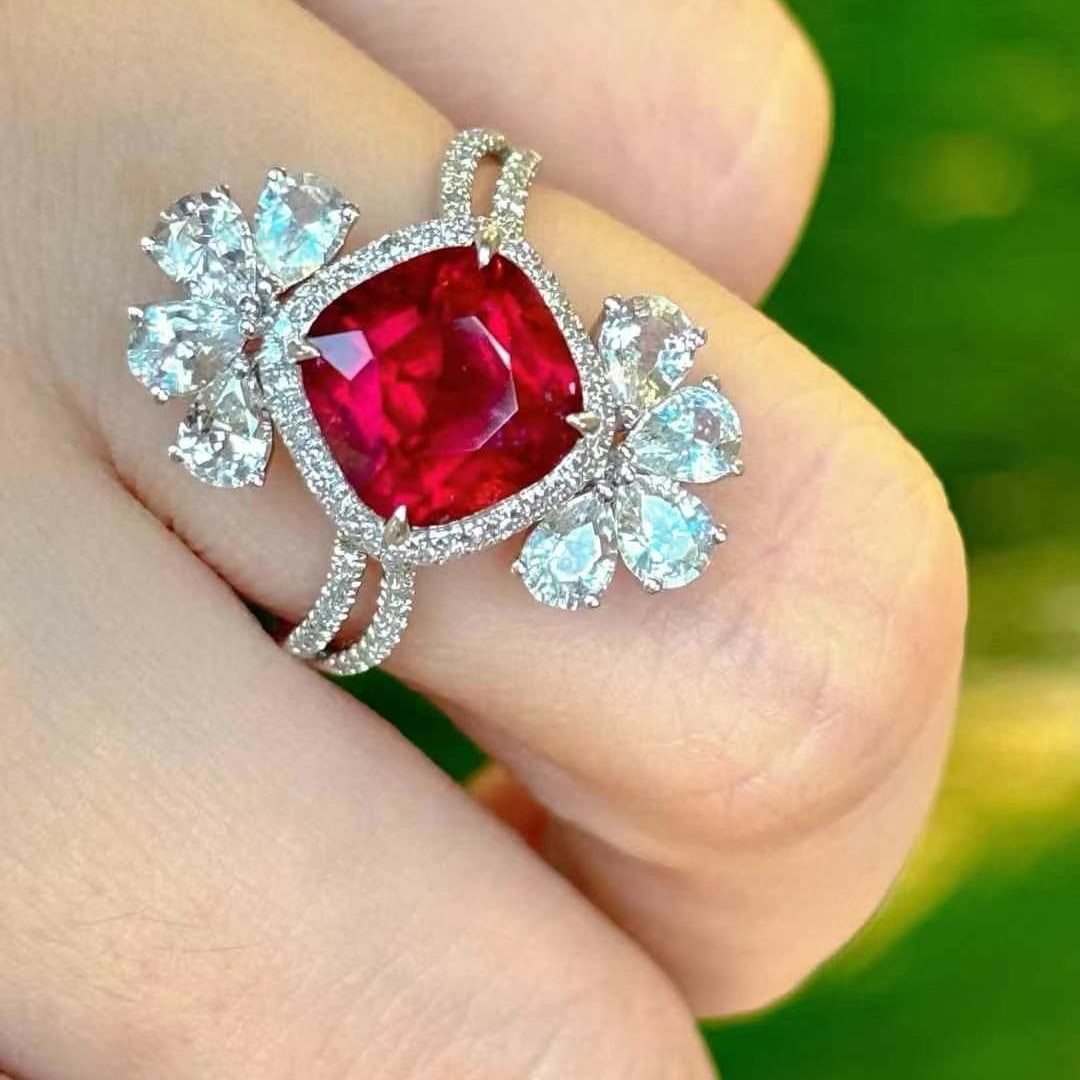 14k Gold 2.75 Ct Natural Tourmaline & Diamond & Sapphire Ring - 3