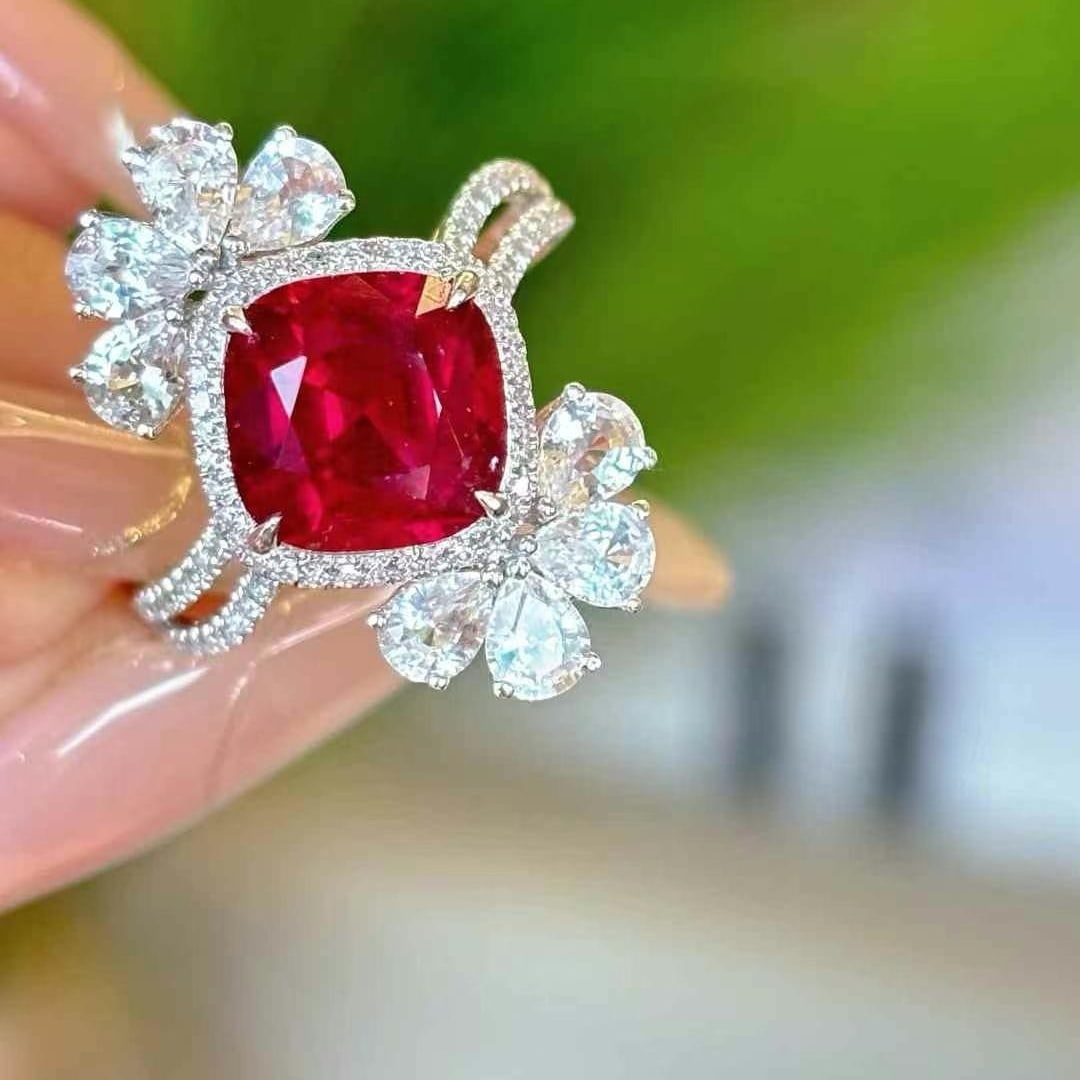 14k Gold 2.75 Ct Natural Tourmaline & Diamond & Sapphire Ring - 6