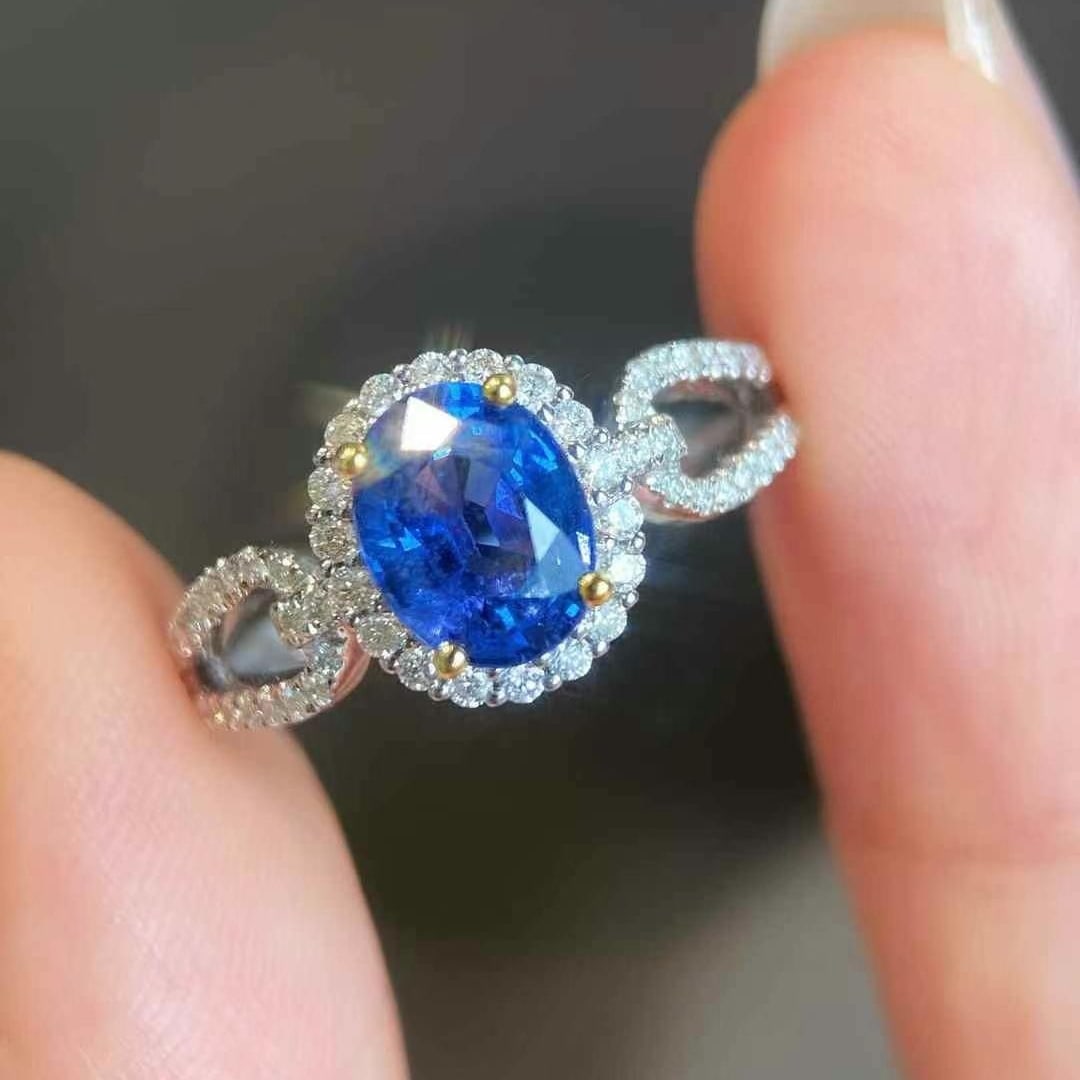 14k Gold 1.87 Ctw Natural Sapphire & Diamond Ring - 3