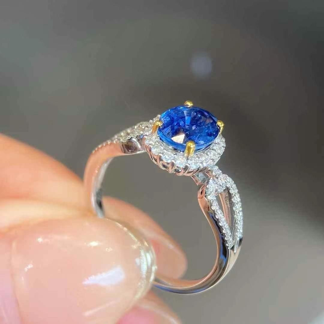 14k Gold 1.87 Ctw Natural Sapphire & Diamond Ring - 4