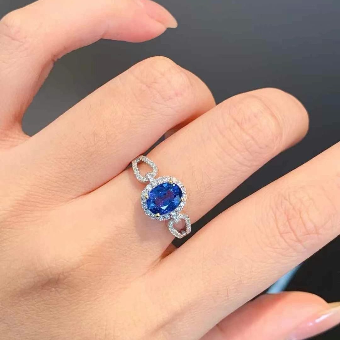 14k Gold 1.87 Ctw Natural Sapphire & Diamond Ring - 5