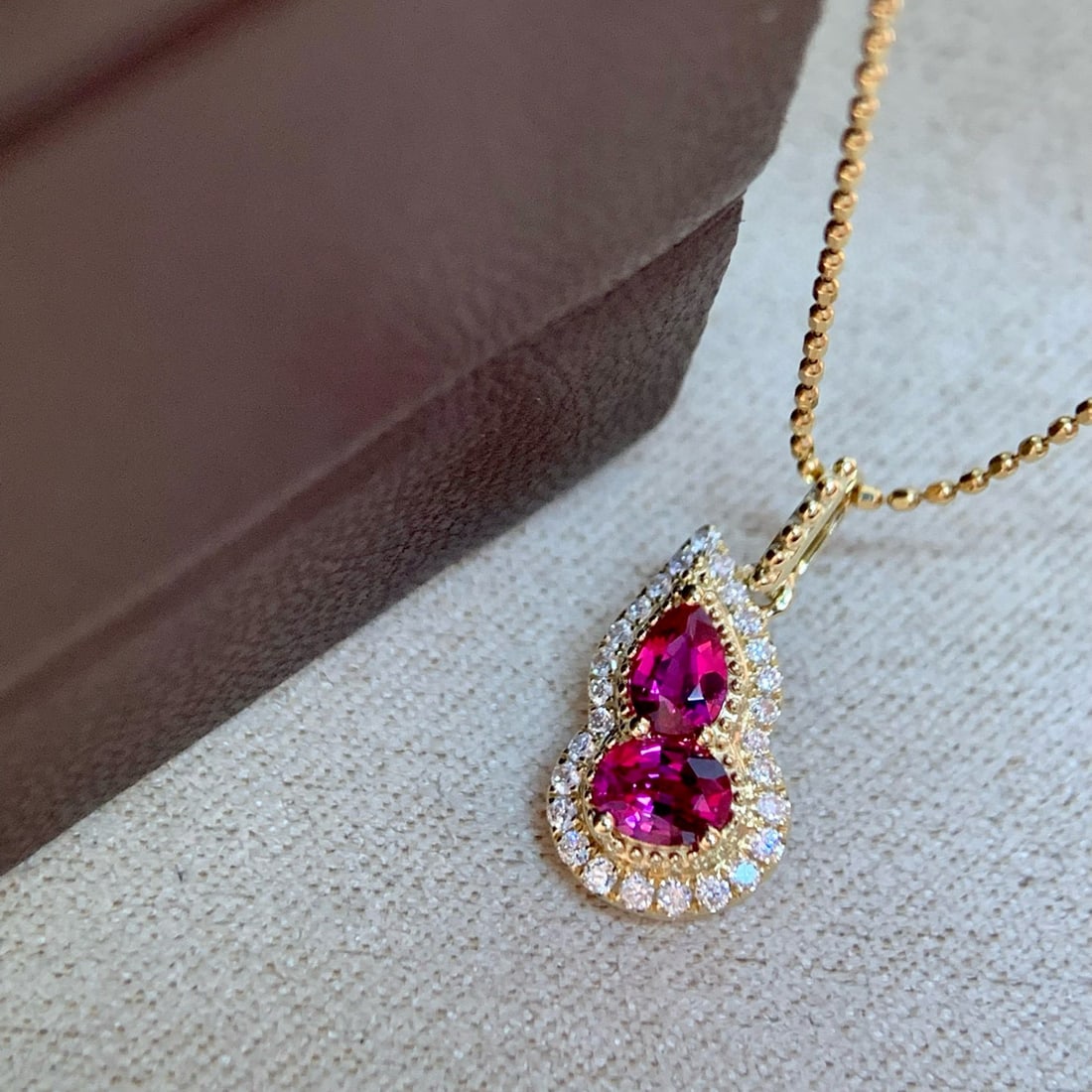 14k Gold 0.59 Ctw Natural Ruby & Diamond Pendant( Without Chain ) - 3