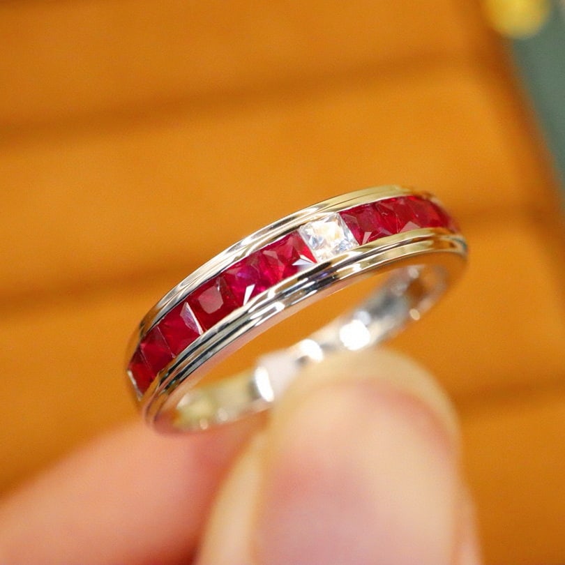 14k Gold 0.96 Ctw Natural Ruby & Sapphire Ring - 2