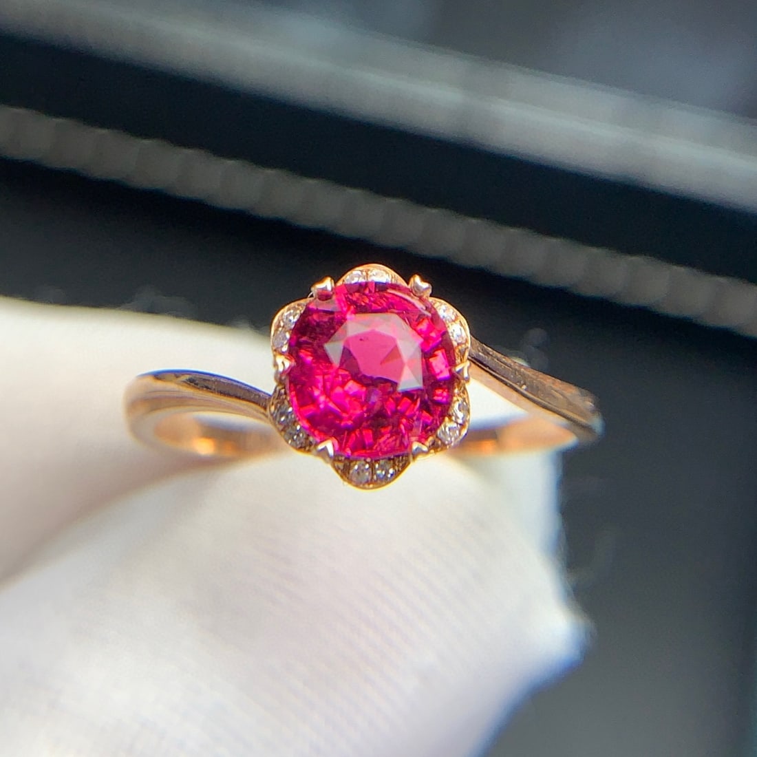 14k Gold 1.2 Ct Natural Tourmaline & Diamond Ring - 2