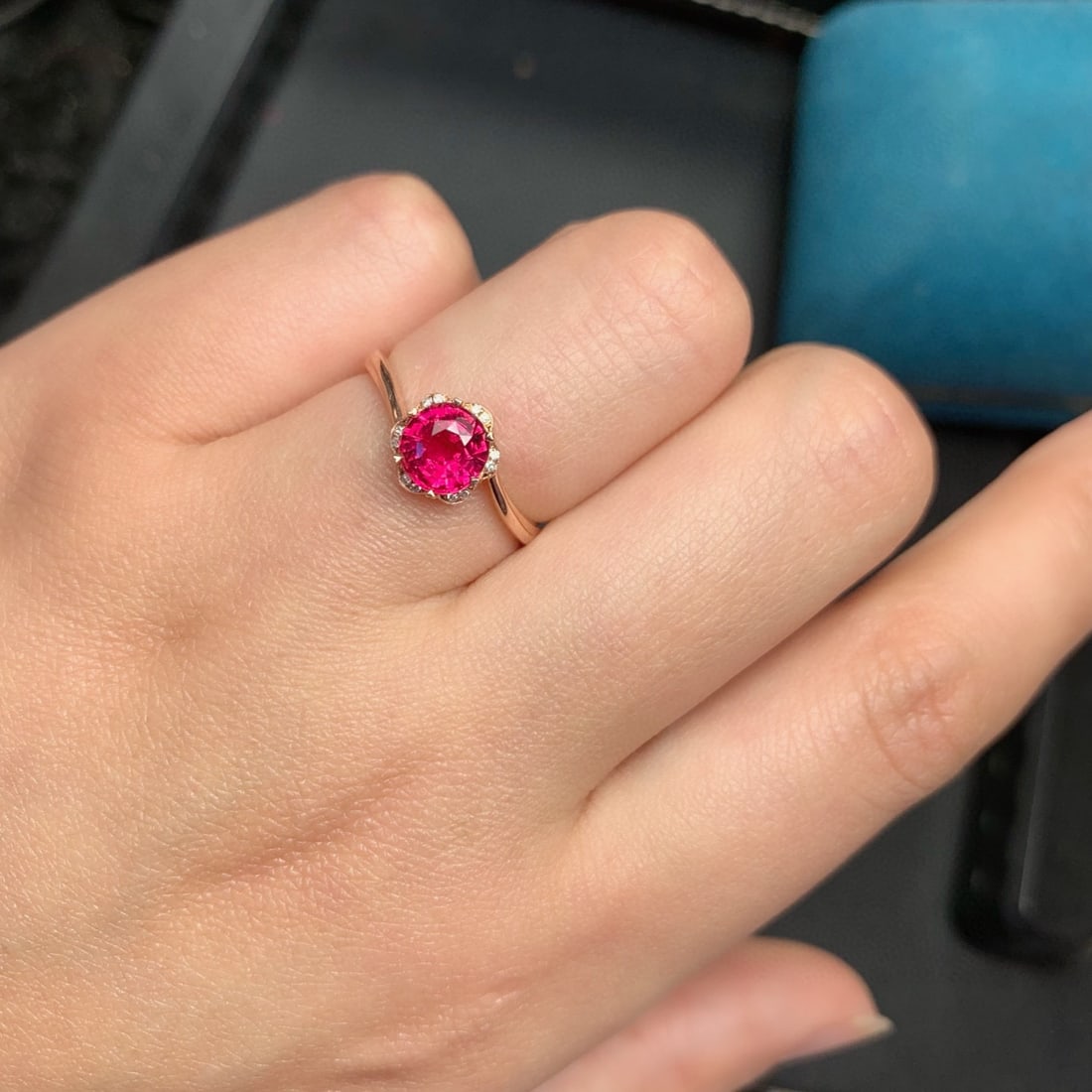 14k Gold 1.2 Ct Natural Tourmaline & Diamond Ring - 6