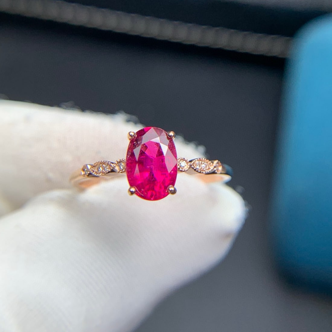 14k Gold 1.0 Ct Natural Tourmaline & Diamond Ring - 2