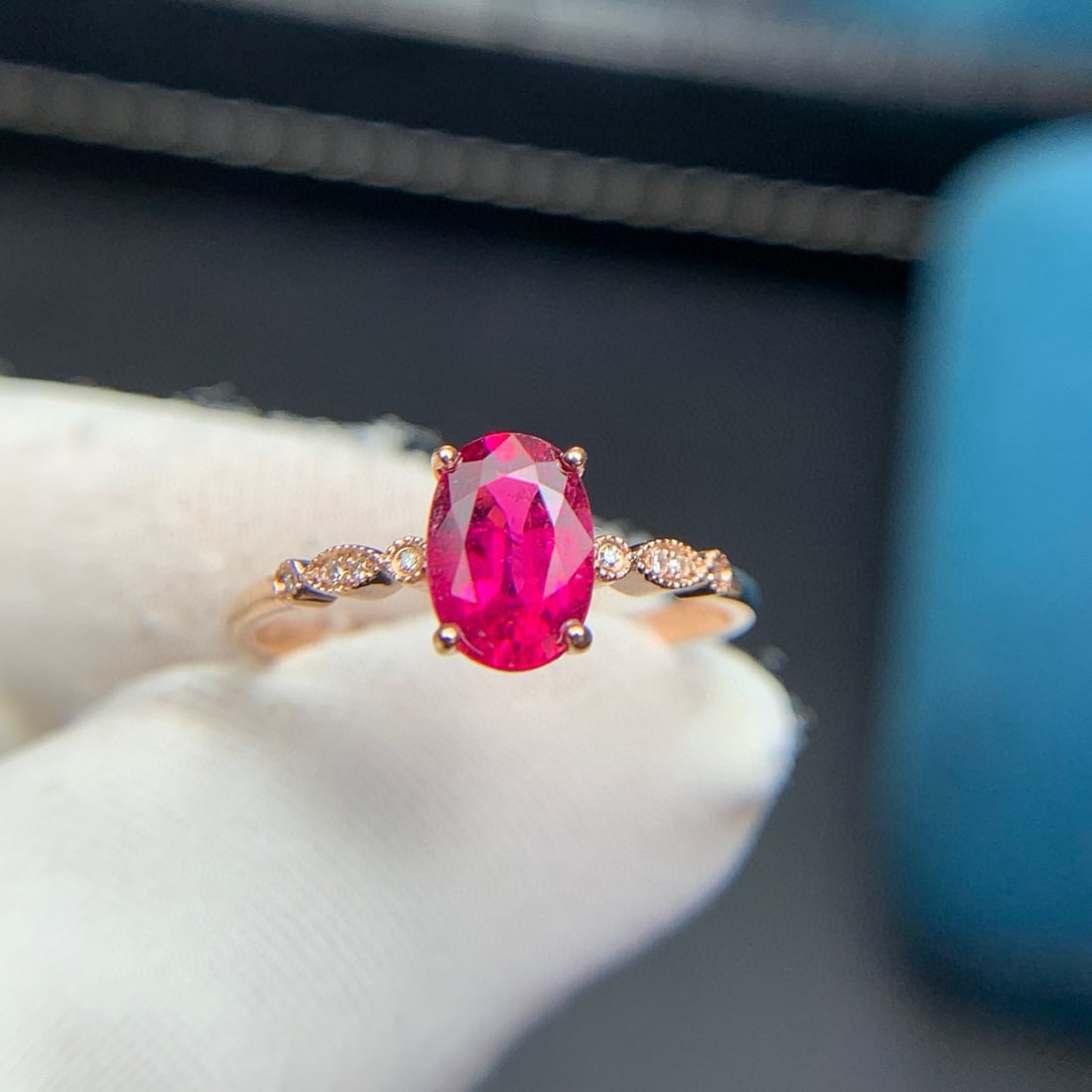 14k Gold 1.0 Ct Natural Tourmaline & Diamond Ring - 3