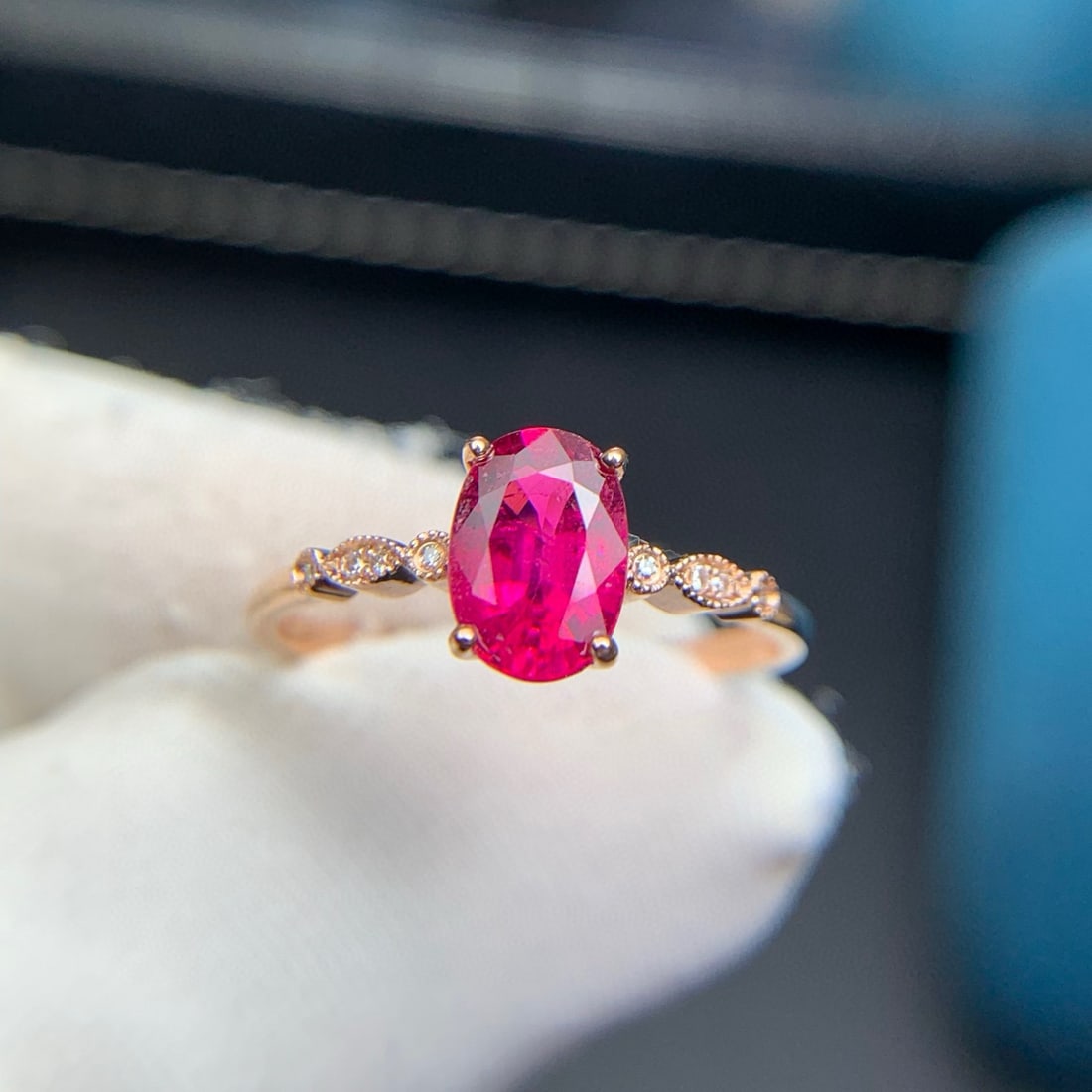 14k Gold 1.0 Ct Natural Tourmaline & Diamond Ring - 4