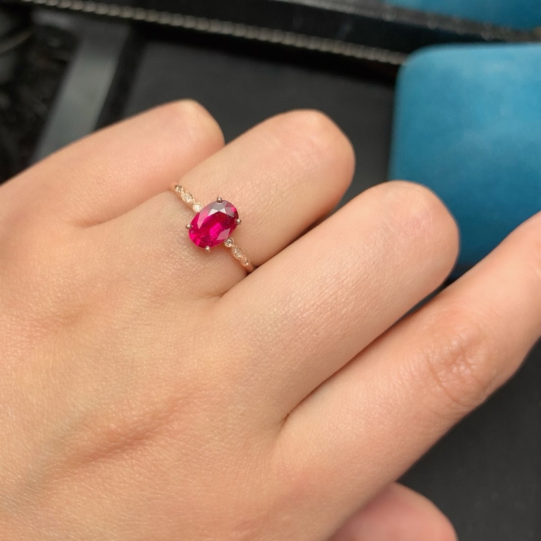 14k Gold 1.0 Ct Natural Tourmaline & Diamond Ring - 5