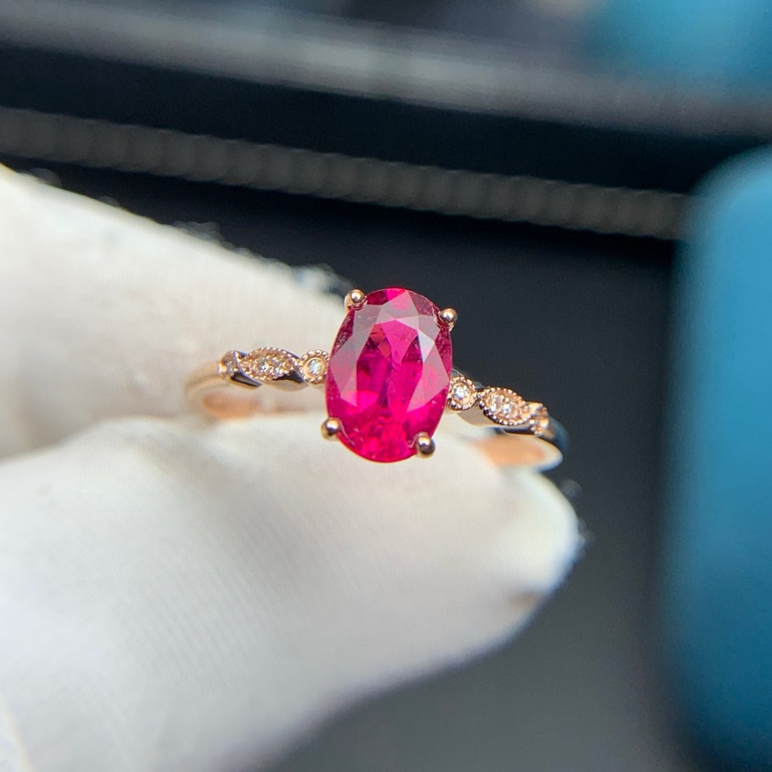 14k Gold 1.0 Ct Natural Tourmaline & Diamond Ring - 6