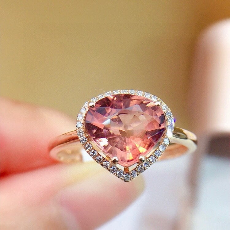 14k Gold 2.7 Ct Natural Tourmaline & Diamond Ring - 2