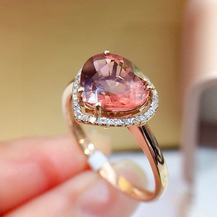 14k Gold 2.7 Ct Natural Tourmaline & Diamond Ring - 3