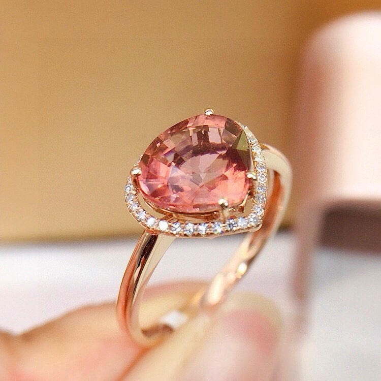 14k Gold 2.7 Ct Natural Tourmaline & Diamond Ring - 4