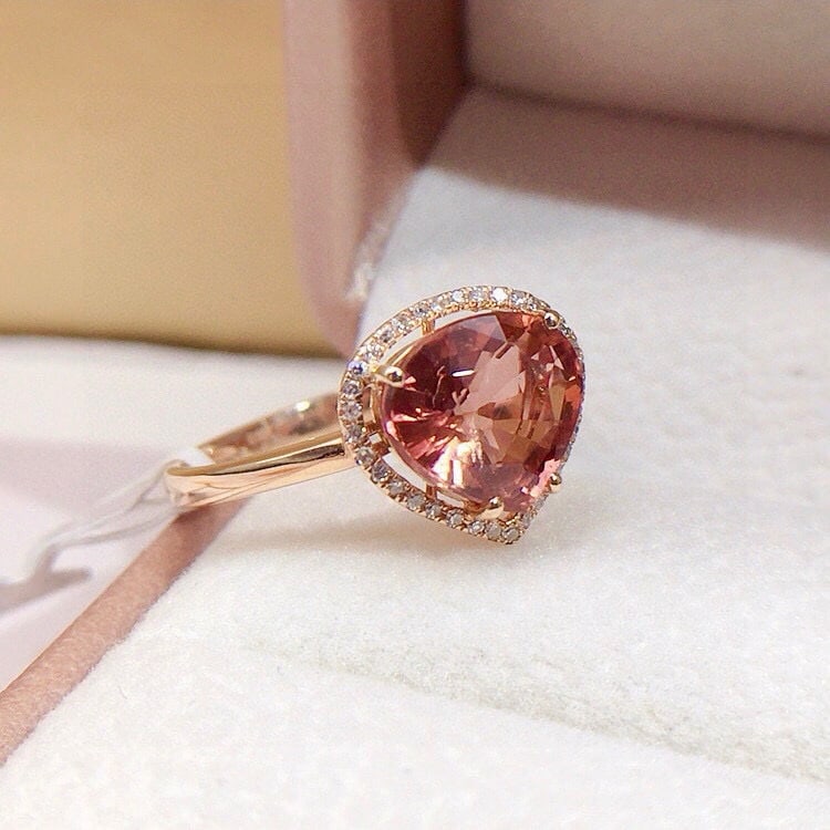 14k Gold 2.7 Ct Natural Tourmaline & Diamond Ring - 5